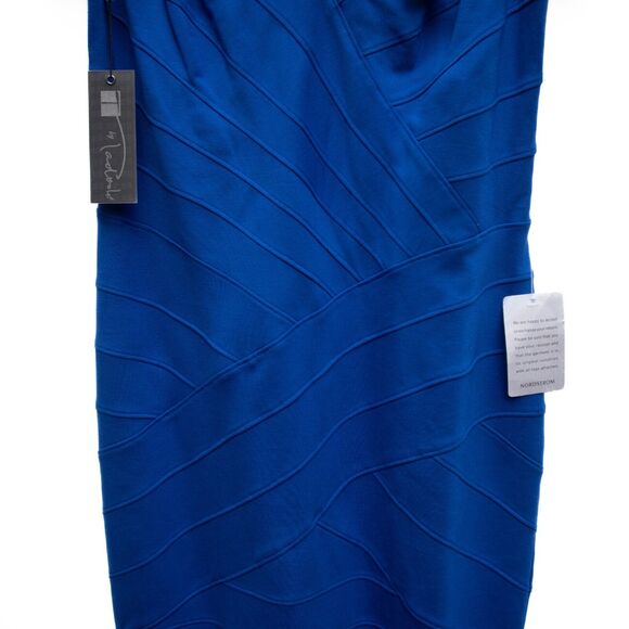 Tadashi Dress XL Sapphire Blue Sheath Off the Shoulder Cocktail Bodycon Occasion - Picture 3 of 11